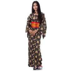 Woman Kimono  Geisha Yukata Cotton Black XK157-S
